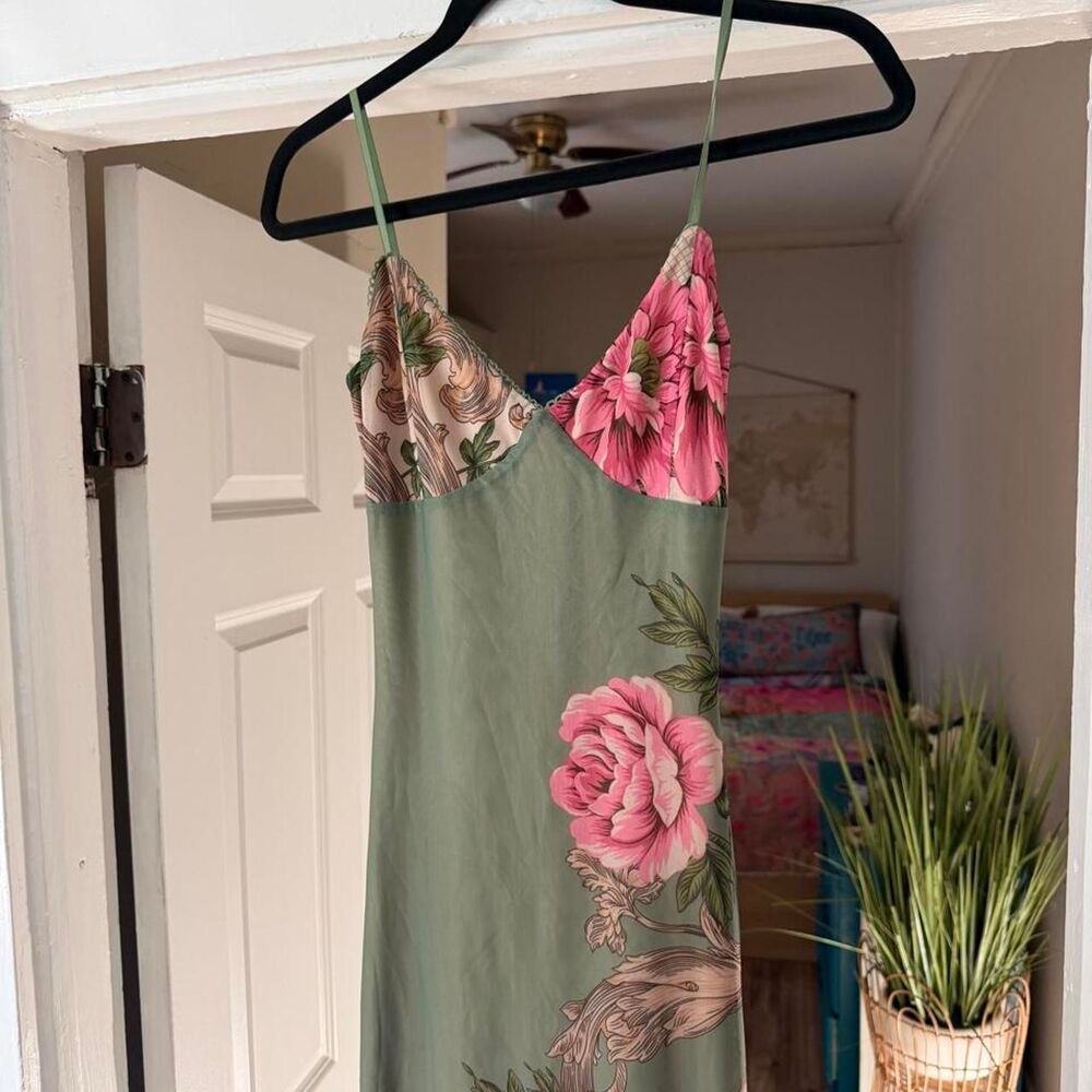 Tiger Mist Julianna Maxi Dress in Green Rococo Floral